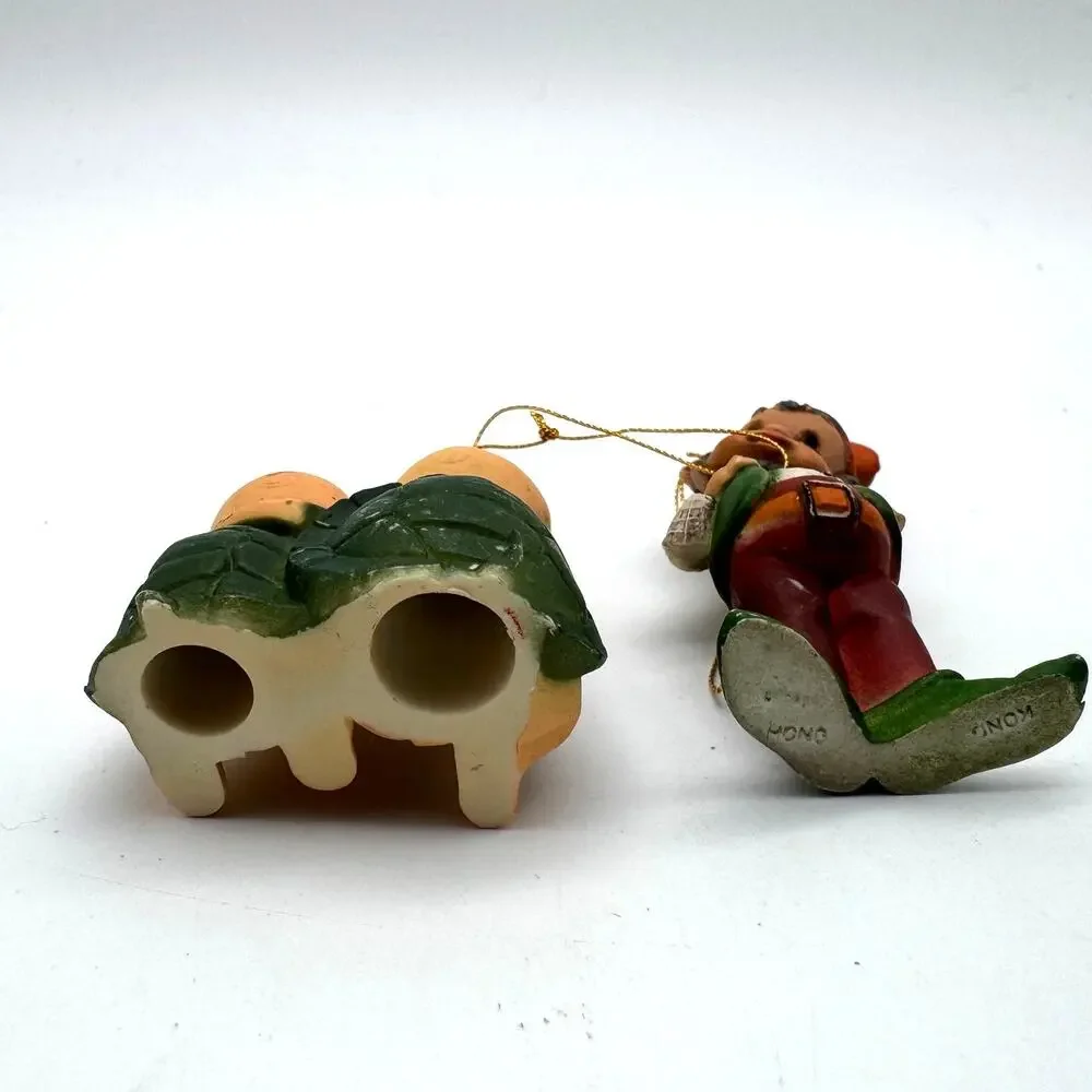 Vintage Christmas Tree Ornaments Lot 7 Angels Elf Mouse Bear Turtle Japan